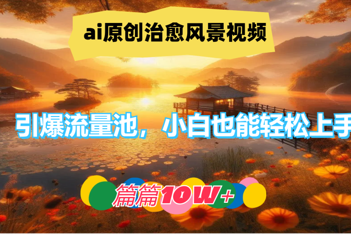 ai原创治愈风景视频，引爆流量池，小白也能轻松上手，篇篇10w+！51轻创基地-网创项目资源站-副业创业项目-电脑手机搞钱项目-网赚项目51轻创基地