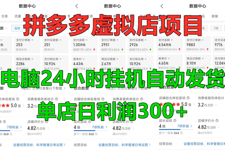 拼多多虚拟店项目，电脑挂机自动发货，单店日利润300+，可放大操作51轻创基地-网创项目资源站-副业创业项目-电脑手机搞钱项目-网赚项目51轻创基地