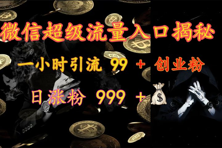 微信超级流量入口揭秘：一小时引流 99 + 创业粉，日涨粉 999 +【揭秘】51轻创基地-网创项目资源站-副业创业项目-电脑手机搞钱项目-网赚项目51轻创基地