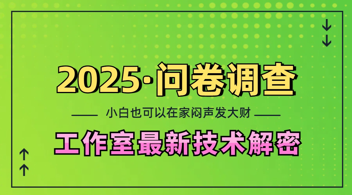 2025《问卷调查》最新工作室技术解密：一个人在家也可以闷声发大财，小白一天200+，可矩阵放大51轻创基地-网创项目资源站-副业创业项目-电脑手机搞钱项目-网赚项目51轻创基地
