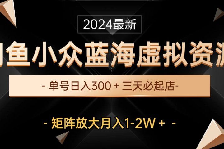 最新闲鱼小众蓝海虚拟资源，单号日入300＋，三天必起店，矩阵放大月入1-2W51轻创基地-网创项目资源站-副业创业项目-电脑手机搞钱项目-网赚项目51轻创基地