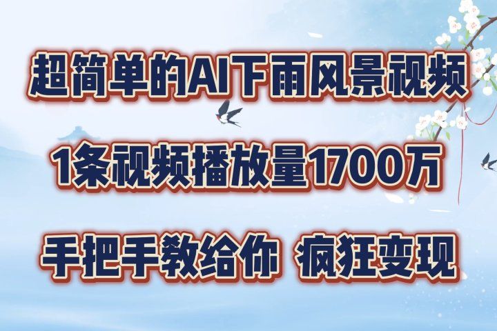 超简单的AI风景视频，1条视频播放量1700万，手把手教给你51轻创基地-网创项目资源站-副业创业项目-电脑手机搞钱项目-网赚项目51轻创基地