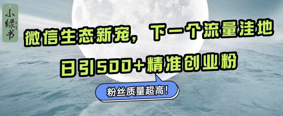微信生态新宠小绿书：下一个流量洼地，粉丝质量超高，日引500+精准创业粉，51轻创基地-网创项目资源站-副业创业项目-电脑手机搞钱项目-网赚项目51轻创基地