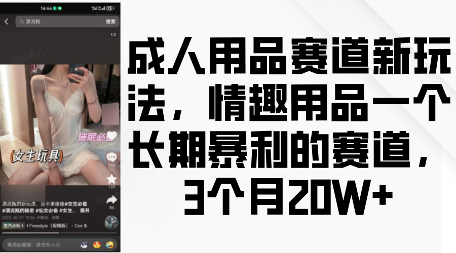情趣用品一个长期暴利的赛道，成人用品赛道新玩法，3个月20W+51轻创基地-网创项目资源站-副业创业项目-电脑手机搞钱项目-网赚项目51轻创基地