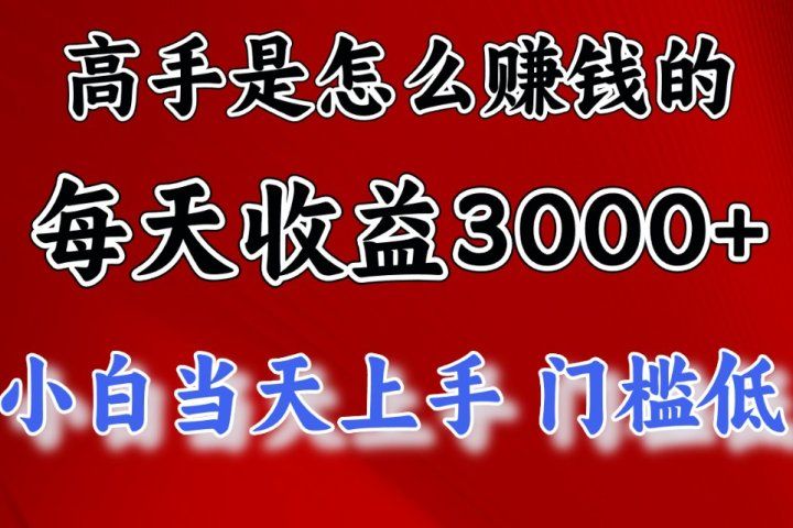 高手是怎么赚钱的，一天收益3000+ 这是穷人逆风翻盘的一个项目，非常稳51轻创基地-网创项目资源站-副业创业项目-电脑手机搞钱项目-网赚项目51轻创基地