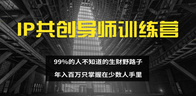 IP共创导师训练营 99%的人不知道的生财野路子 只掌握在少数人手里51轻创基地-网创项目资源站-副业创业项目-电脑手机搞钱项目-网赚项目51轻创基地