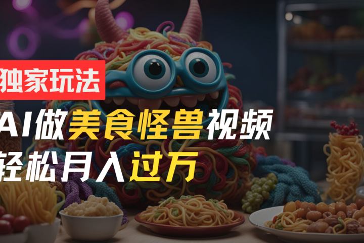 零门槛操作，AI美食怪兽短视频玩法，月入过万新手也能做！51轻创基地-网创项目资源站-副业创业项目-电脑手机搞钱项目-网赚项目51轻创基地
