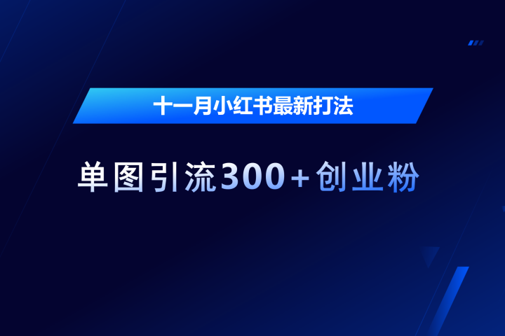 十一月，小红书最新打法，单图引流300+创业粉51轻创基地-网创项目资源站-副业创业项目-电脑手机搞钱项目-网赚项目51轻创基地