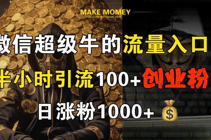 微信超级牛的流量入口，半小时引流100+创业粉，日涨粉1000+51轻创基地-网创项目资源站-副业创业项目-电脑手机搞钱项目-网赚项目51轻创基地