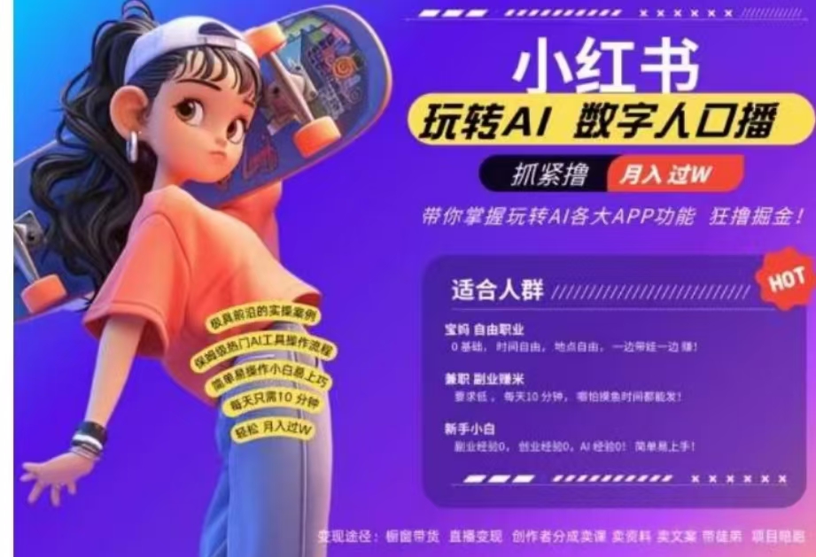 图片[1]51轻创基地-网创项目资源站-副业创业项目-电脑手机搞钱项目-网赚项目小红书数字人暴力起号，AI改写文案，流量火爆月入破W轻松拿捏，再也不用费劲录口播51轻创基地-网创项目资源站-副业创业项目-电脑手机搞钱项目-网赚项目51轻创基地