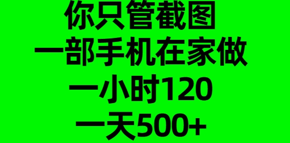 你只管截图，一部手机在家做，一小时120，一天500+51轻创基地-网创项目资源站-副业创业项目-电脑手机搞钱项目-网赚项目51轻创基地