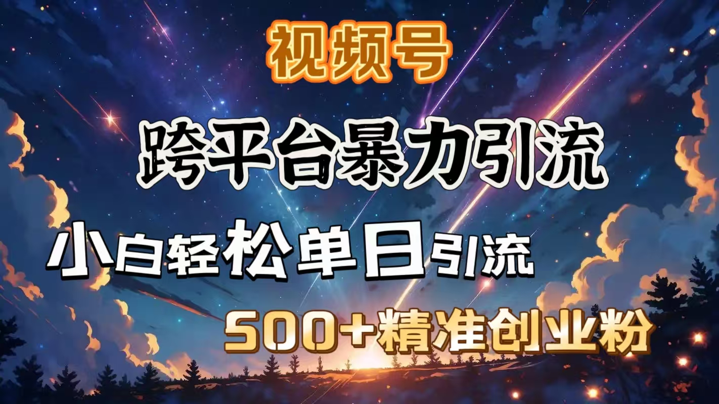 视频号跨平台暴力引流，小白轻松单日引流500＋精准创业粉51轻创基地-网创项目资源站-副业创业项目-电脑手机搞钱项目-网赚项目51轻创基地