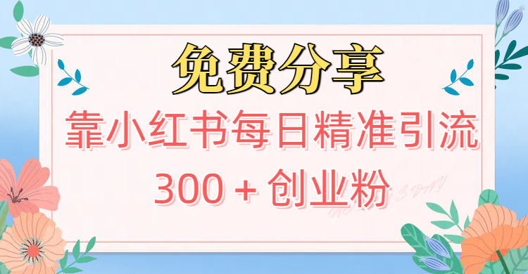 2025最新引流！靠小红书每日精准引流300＋创业粉51轻创基地-网创项目资源站-副业创业项目-电脑手机搞钱项目-网赚项目51轻创基地
