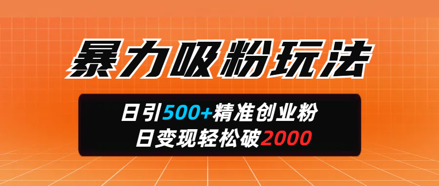 暴力吸粉玩法，日引500+精准创业粉，日变现轻松破200051轻创基地-网创项目资源站-副业创业项目-电脑手机搞钱项目-网赚项目51轻创基地