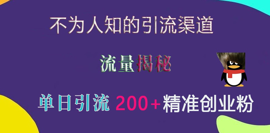 不为人知的引流渠道，流量揭秘，实测单日引流200+精准创业粉51轻创基地-网创项目资源站-副业创业项目-电脑手机搞钱项目-网赚项目51轻创基地