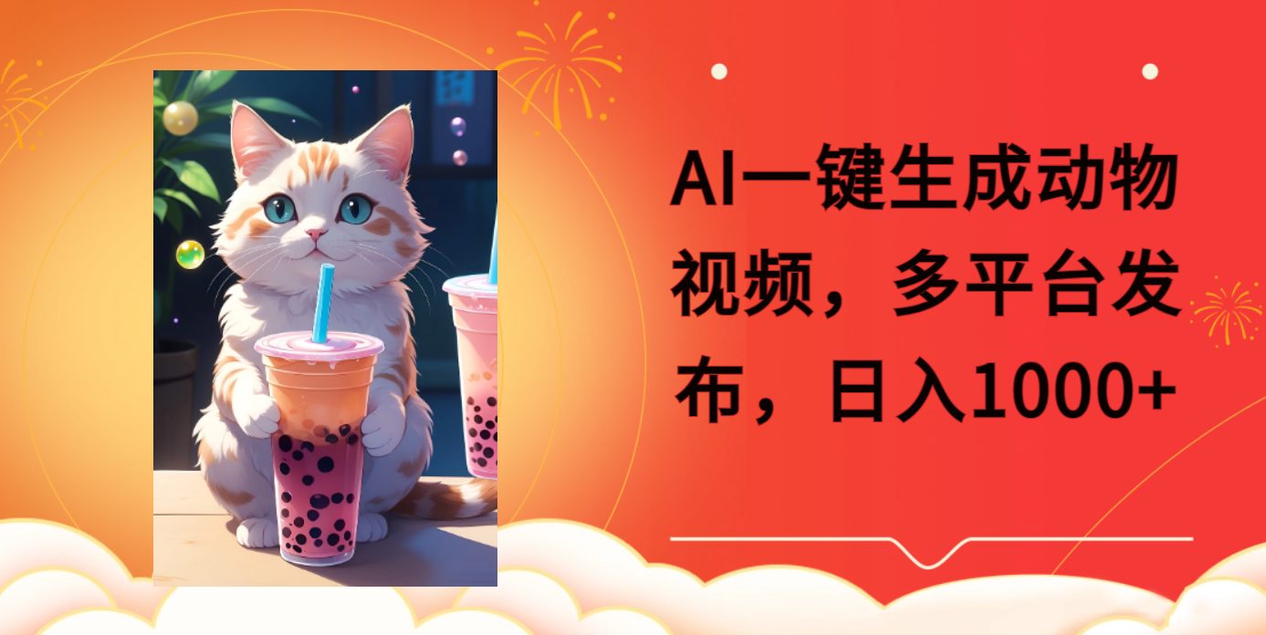 AI一键生成动物搞笑视频，多平台发布，轻松破千万播放，日入2000+51轻创基地-网创项目资源站-副业创业项目-电脑手机搞钱项目-网赚项目51轻创基地