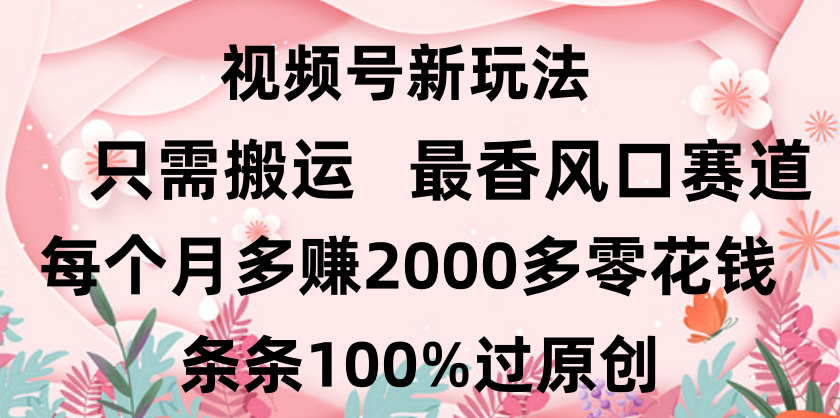 日入2000+，条条100%过原创，视频号最香风口赛道，小白轻松上手51轻创基地-网创项目资源站-副业创业项目-电脑手机搞钱项目-网赚项目51轻创基地