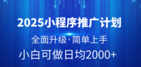 2025小程序推广计划，全面升级，简单上手，日均2000+51轻创基地-网创项目资源站-副业创业项目-电脑手机搞钱项目-网赚项目51轻创基地