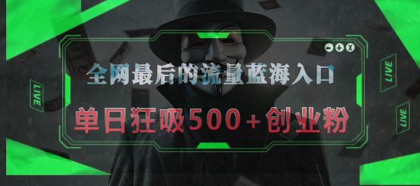 全网最后的流量蓝海入口，半小时引流50+创业粉，单日狂吸500+创业粉51轻创基地-网创项目资源站-副业创业项目-电脑手机搞钱项目-网赚项目51轻创基地
