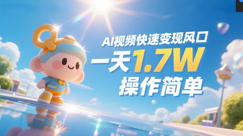 《Ai视频变现风口，一天1.7W，收入无上限，操作简单》51轻创基地-网创项目资源站-副业创业项目-电脑手机搞钱项目-网赚项目51轻创基地
