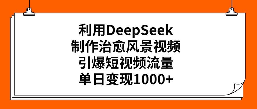 利用DeepSeek，制作治愈风景视频，引爆短视频流量，单日变现1000+51轻创基地-网创项目资源站-副业创业项目-电脑手机搞钱项目-网赚项目51轻创基地