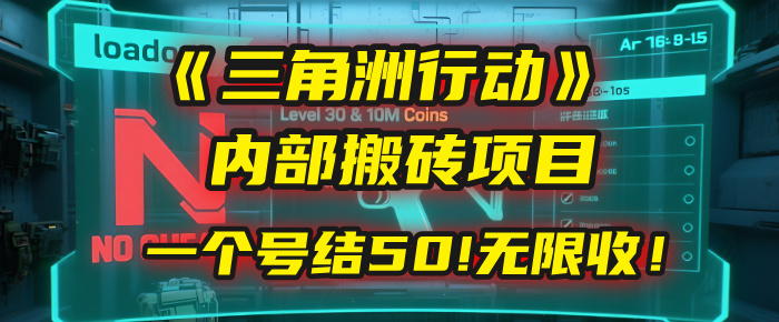《三角洲行动》内部搬砖项目：打一个号，结50块，无限收！51轻创基地-网创项目资源站-副业创业项目-电脑手机搞钱项目-网赚项目51轻创基地