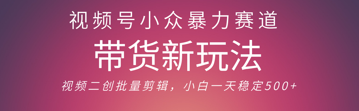 视频号小众暴力赛道，最新带货玩法 小白也能轻松日入500+ 保姆及教程51轻创基地-网创项目资源站-副业创业项目-电脑手机搞钱项目-网赚项目51轻创基地