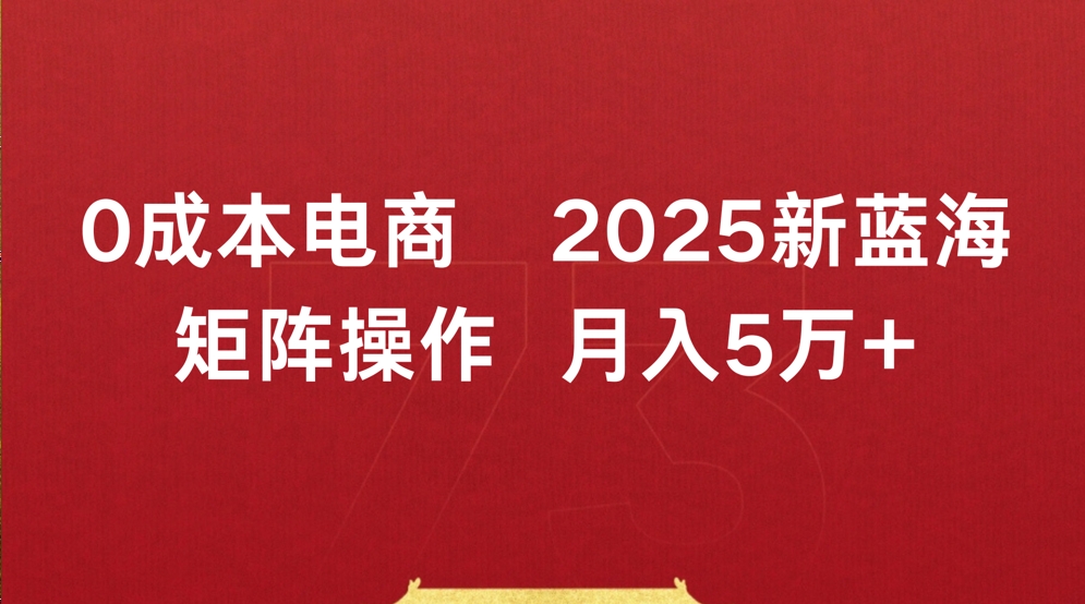 0成本电商2025新蓝海矩阵操作 月入5万+51轻创基地-网创项目资源站-副业创业项目-电脑手机搞钱项目-网赚项目51轻创基地