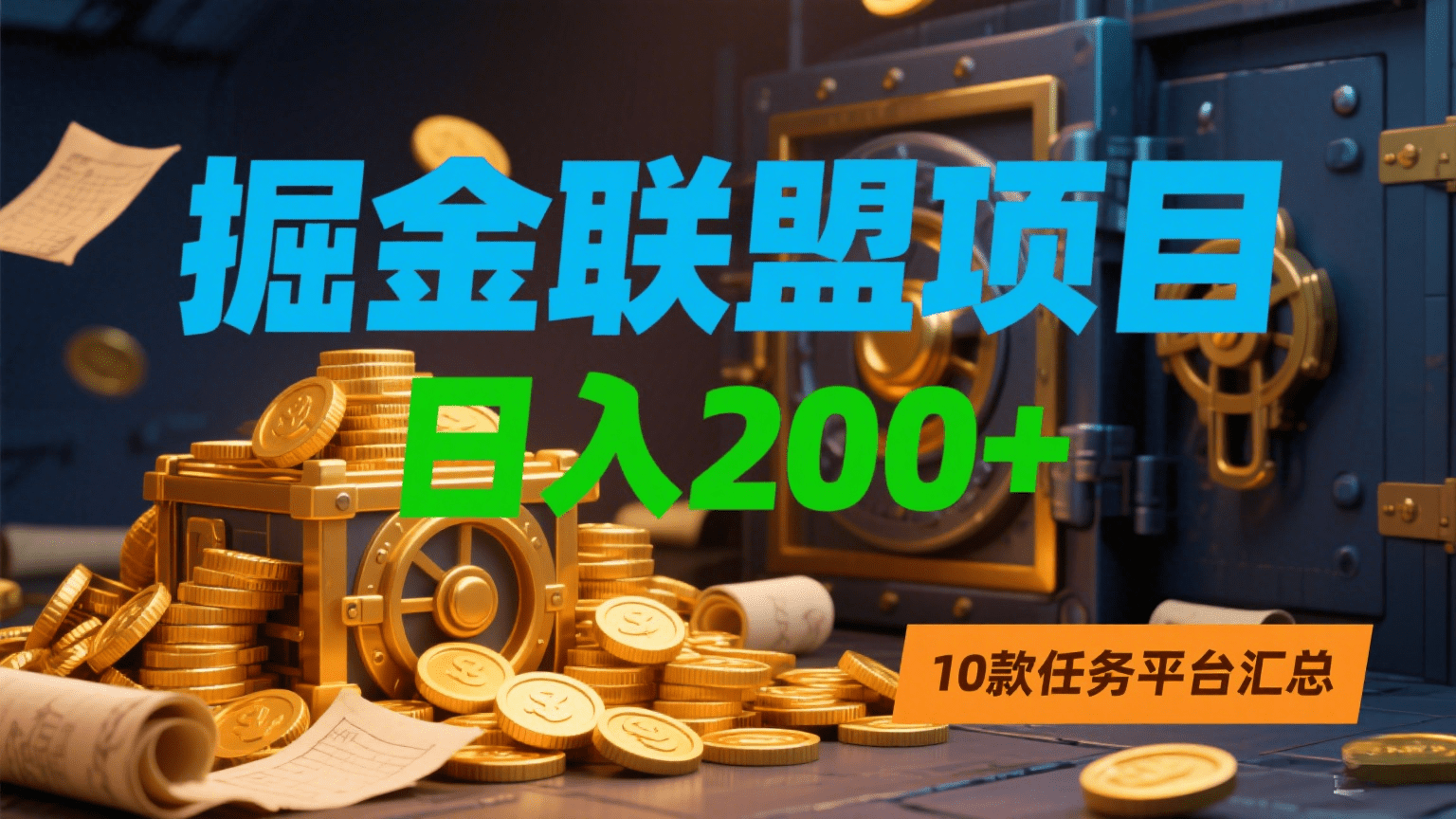 掘金联盟项目，日入200+，10款任务平台汇总51轻创基地-网创项目资源站-副业创业项目-电脑手机搞钱项目-网赚项目51轻创基地