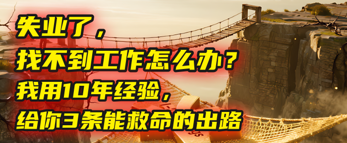 失业了，找不到工作怎么办？我用10年经验，给你3条能救命的出路51轻创基地-网创项目资源站-副业创业项目-电脑手机搞钱项目-网赚项目51轻创基地