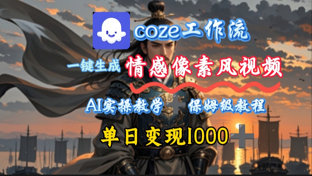 用coze工作流一键生成情感像素风视频，几分钟一条，单日变现500+51轻创基地-网创项目资源站-副业创业项目-电脑手机搞钱项目-网赚项目51轻创基地