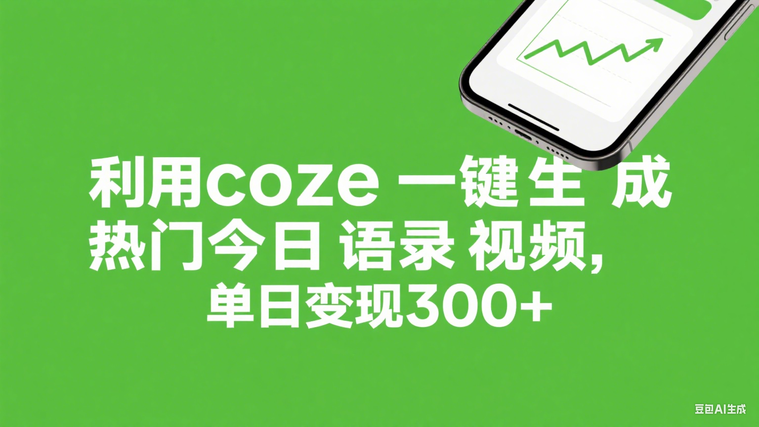 利用coze一键生成热门今日语录视频,单日变现300+51轻创基地-网创项目资源站-副业创业项目-电脑手机搞钱项目-网赚项目51轻创基地